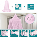 Miniatyrbillede 3 af 5: Myggenet til seng, Voksen Pige Seng Himlen Pink Tulle, Enkelt Seng Foldbar Myggenet Seng Himlen