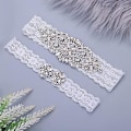 Miniatyrbild 3 av 5: 2 st Bröllopsbyxor Vit spets rätstickad rhinestone Clear Crystal Set