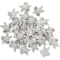 Miniatyrbild 3 av 4: 50 st söta sköldpaddsformade distanspärlor i antik silverlegering - 1,5 mm hål