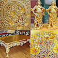 Miniatyrbild 5 av 5: 100 st 24k guldbladsark för konst hantverk design förgyllning inramning skrot för DIY kakdekoration blå