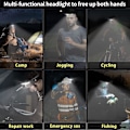 Miniatyrbillede 2 af 5: Genopladelig LED Pandelampe, 270 Lumen, 230 Grader, 5 Lystilstande COB Induktion Til Børn Og Voksne, Bevægelsessensorstyring, Til Løb, Fiskeri