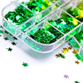 Miniatyrbild 3 av 5: Shamrock Nagelsticker Dekaler Nagelglitter St. Patrick's Day Klöver Glittrande 3D Nagelkonstmaterial Flakes Holografisk 12 Rutor Färgglad Grön Glitter S