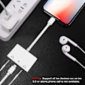 Miniatyrbillede 4 af 4: 3 i 1 Dobbelt 3,5 mm Hovedtelefonstik Adapter - Øretelefon Stik Lyd og Opladningsadapter - Hovedtelefon Splitter til Iphone 11 / Xs / Xs Max / Xr / X / 8 / 8p