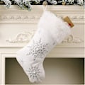 Miniatyrbild 3 av 5: Idiytip Imitation Pearls Snowflake Print Julstrumpa Kreativ Julgran Heminredning, Guld (Silver)