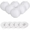 Miniatyrbillede 1 af 5: 12 stk Papir Lanterne Lampskærm Lampion Hvid Bold Form til Bryllup Kirke Havefest Dekoration (Hvid)