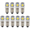 Pikkukuva 1 / 5: 10 kpl E10 12V Viileän Valkoinen LED-Lamput 5SMD 0,5W 50LM Lamppu (Kylmä Valkoinen)