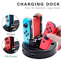 Miniatyrbild 5 av 5: Multifunktionell laddare 4 laddningsstation Dock för Nintendo Switch-kontroller - Svart
