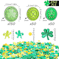 Miniatyrbilde 2 av 5: 250 stykker St. Patricks Day kløverbladmynter 3-blad og 4-blad lykkemynter grønne og plast St. Patrick konfetti grønn bordkonfetti til St. Patrick