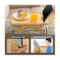 Miniatyrbild 2 av 5: Bambu soffbord bricka bord klämma på sidobord för breda soffor arm, hopfällbar soffbricka med 360 roterbar