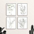 Miniatyrbild 2 av 3: Botaniska växter Väggkonsttryck - Set med 4 växtväggdekorationer Blommor Köksblommor Väggkonst Boho Leaf Eucalyptus (oinramad) (8x10)