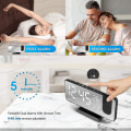 Miniatyrbild 2 av 5: 180 rotationsprojektionsväckarklocka 4 projektionsljusstyrkor med automatisk dimmer Snooze Dubbla larm Yo
