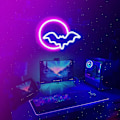 Miniatyrbild 4 av 4: Måne och fladdermus LED-neonljus, neonljusskylt för vägg USB/batteridriven LED-neonljusskylt för väggdekor, sovrum, barnpresenter, vardagsrum,