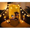 Miniatyrbillede 2 af 5: Lampion Led Lys Girlande Deko Lampe - Hvid Kraft Papir Lanterne - Total Længde 1,5 Meter | 10 Led Hvide Kugler | Leveres Med Stik Til Tilslutning Til