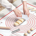 Miniatyrbillede 4 af 5: Silikone bagemåtte ekstra stor 70cm x 50cm genanvendelig non-stick dejmåtte med graduerede dimensioner dejskraber cannoli-form til macaron-cookies