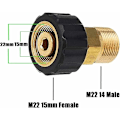 Miniatyrbillede 3 af 5: Adapter til højtryksrenser, M22 x 15mm hun-gevind til M22 x 14mm han-gevind, hurtigkobling, dele til højtryksrenser