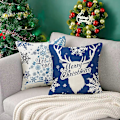 Miniatyrbild 3 av 5: 4x Christmas Blue Snowflake Örngott till jul