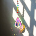 Miniatyrbild 2 av 5: Chakra färgad kristallpärla solfångare med 76mm AB prisma för fönster eller utomhus hängande (AB färg)