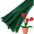 Miniatyrbillede 1 af 5: 100 stk. Grønne Piberensere Chenille Stænger Til DIY Håndværk, Kunst, Bryllup, Hjem, Fest, Ferie Dekoration 6 Mm X 12 Tommer