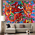 Miniatyrbilde 2 av 5: Annen veggdekor Psykedelisk Arabesk Gobelin Mystisk Hippie Gobelin Abstrakt Retro Mønster Trippy Gobelin Magisk Fantasy Fraktal Gobelin For