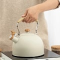 Miniatyrbild 4 av 4: 2,5L Vattenkokare Visselpipa Trä Vattenkokare Induktion Tekanna Visselpipa Vattenkokare Tekanna Visselpipa Vattenkokare (Beige)