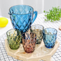 Miniatyrbild 4 av 4: Hela Housewares Kök, Hem & Living Färgade Tumblers Vattenglas Koboltblå Diamantmönster Set om 6, Koboltblå 2 1glas