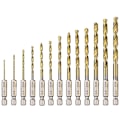 Pikkukuva 1 / 5: HSS-kierreporanterät 13 kpl:n sarja, nopea teräs, kuusikulmaiset poranterät titaanipinnoitteella, 1,5 mm - 6,5 mm, puun/metallin/muovin poraamiseen