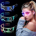 Miniatyrbild 1 av 5: 3 st led visirglasögon, 7 färger & 5 lägen Futuristiska glasögon Cyberpunk Light Up Goggles självlysande glasögon