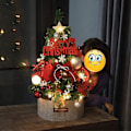 Miniatyrbild 4 av 5: Dekorativt träd, konstgjord bordsjulgran med LED-prydnader med bas, belyst julgran för heminredning