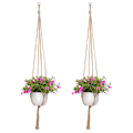 Miniatyrbild 4 av 5: 2-pack Macramé-växtupphängningar Triumph Blomkruka Hängande Hängande Blomkruka Växter Hängande Dekoration Balkong Hem 4 Repben 105cm