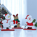 Miniatyrbild 2 av 5: Juldekoration, festlig tomte - Julgran snöflinga trähantverk julgransprydnader display P