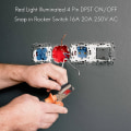 Miniatyrbild 3 av 5: Rött ljus upplyst 4 Pin Dpst On/Off Snap In Vippströmbrytare 16a 20a 250v Ac