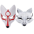 Miniatyrbild 1 av 2: 2023 - 2-pack Vit Mask Eva Mask Pu Party Mask Maskerad Kostymtillbehör (Vit Mask + Halv-ansikts Vit Mask) -1