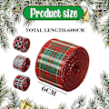 Miniatyrbild 2 av 5: Lilyrose 3 rullar julrutig rutig band, 6 m varje rulle polyester vävd kant gingham band för julpyssel, presentinslagning（Stil 1）