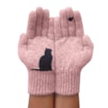Miniatyrbild 1 av 5: Kattvantar för Kvinnor Ullvantar Höst Vinter Utomhus Varma Kalla Skydd Vadderade Katt Tryckta Vantar-4（Rosa）