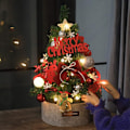 Miniatyrbild 1 av 5: Dekorativt träd, konstgjord bordsjulgran med LED-prydnader med bas, belyst julgran för heminredning