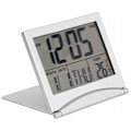 Miniatyrbild 5 av 5: Kreativ enkel resklocka hopfällbar ord elektronisk väckarklocka datum temperatur display skrivbordsklocka（silver）