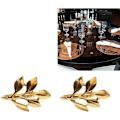 Miniatyrbillede 2 af 5: Servietringe Sæt Servietringe Blad Knap Metal Serviet til Jul Thanksgiving Fest Bryllup Smykker Bord Guld Dekoration 6 Stykker