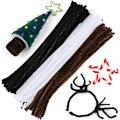 Pikkukuva 1 / 5: 150 kpl Piipunpuhdistajia Chenille-varsia, käsityöpiipunpuhdistajia 50 per väri, Chenille-varsia DIY-käsitöihin Halloweenin ja joulukoristeluun (musta, ruskea, valkoinen)