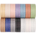 Miniatyrbild 1 av 5: Grid Washi Tape Set, 14 Rullar 15 Mm Bred Dekorativa Färgade Maskeringstejp För Scrapbooking, DIY Dekoration Och Hantverk, Bullet Journals, Planerare, Junk J
