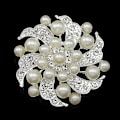 Miniatyrbild 2 av 5: Brosch Pin Kropp Elfenben Färg Simulerad Glänsande Kristallsmycken Glas Strass Blomster Set För Bröllop Bukett Dekoration