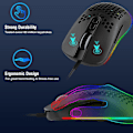 Miniatyrbild 3 av 4: Trådbunden RGB-spelmus, Ultralätt, Bikakeskal, RGB-LED Lätt Glidande PTFE-fötter, Hyperflex USB-kabel, 800 till 8000 DPI för Windows