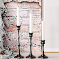 Miniatyrbild 5 av 5: Svart matt ljusstake set om 3 dekorativa ljusstakar för mantel spisbord heminredning
