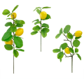 Miniatyrbild 1 av 3: 3 stjälkar konstgjorda citroner, vår konstgjorda blommor citron tusenskönor och gröna blad simulerade falska citron hem inredning prydnader