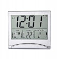 Miniatyrbild 3 av 5: Kreativ enkel resklocka hopfällbar ord elektronisk väckarklocka datum temperatur display skrivbordsklocka（silver）
