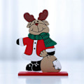 Miniatyrbild 4 av 5: Juldekoration, festlig tomte - Julgran snöflinga trähantverk julgransprydnader display P