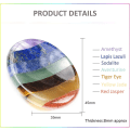 Miniatyrbild 2 av 5: Tumsten för ångest – 7 chakra helande kristall oval ficksten (regnbåge)