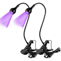 Miniatyrbillede 1 af 5: 3w UV LED Skrivebordslampe, fleksibel svanehals og klemme Mini Skrivebordslampe med kontakt, bærbar limhærdende lampe til mobilreparation - 2 pak (sort)