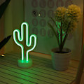 Miniatyrbild 2 av 5: Grön Kaktus Neonlampor Led Inomhus Nattbelysning Batteri & USB Ström Neon Skylt Fristående Sockel Neon Nattduksbord Lampor För Barn Barn Sovrum P