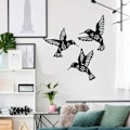 Miniatyrbild 4 av 4: Metall Hummingbird väggkonstdekor, 9 tums set av 3 svarta kortfattad dekoration Hängande för vardagsrum Sovrum Badrum Kök Uteplats Balkong Hus Inomhus