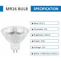 Miniatyrbillede 2 af 5: Halogenpære GU5.3 35W 12V, 400lm varm hvid 2700K dæmpbar, MR16 Halogen Spotlys pære, pakke med 6